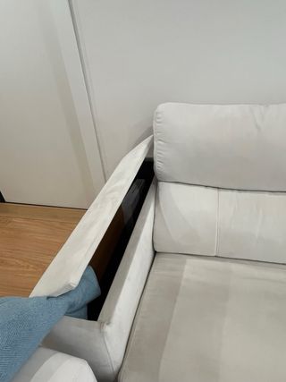 Sofá modular tela gris y blanco