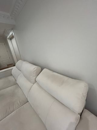 Sofá modular tela gris y blanco