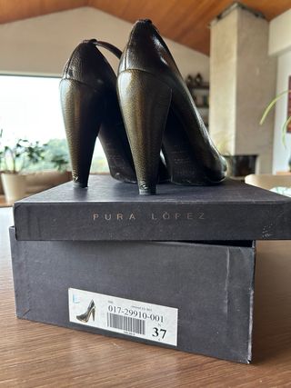 Tacones Pura López Marrón/Dorado Talla 37