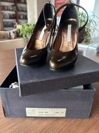 Tacones Pura López Marrón/Dorado Talla 37
