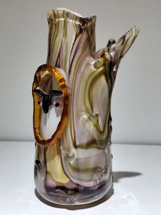 Jarrón de Cristal Estilo Murano con forma de búho.