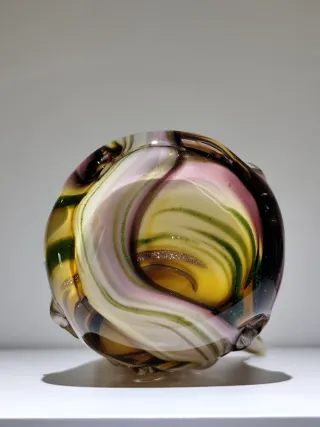 Jarrón de Cristal Estilo Murano con forma de búho.