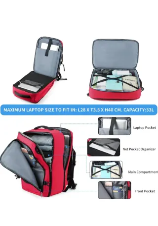 Mochila de viaje roja