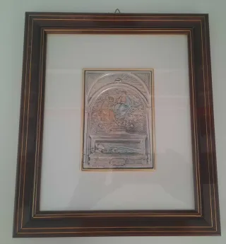Quadretto Argento con cornice in legno . Nuovo