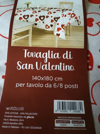 Tovaglia San Valentino + 2 Tazzine Brandani
