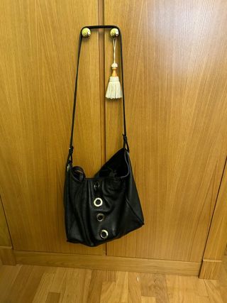 Bolso Piel Negro Mano Correa