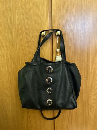 Bolso Piel Negro Mano Correa