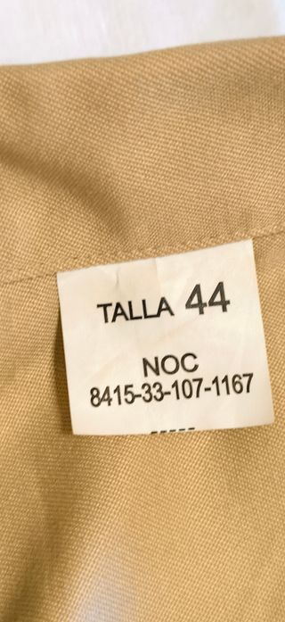 Camisa militar manga corta beige talla 44