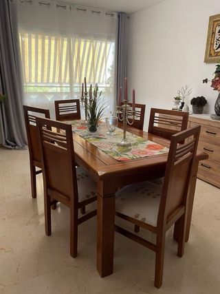 Comedor madera extensible 6 sillas