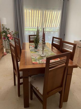 Comedor madera extensible 6 sillas