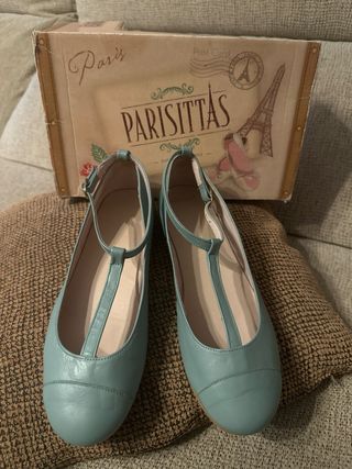 Zapatos comunión verde agua T.37