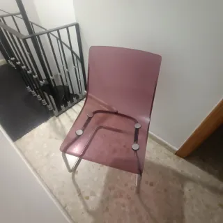 Silla de escritorio transparente rosa