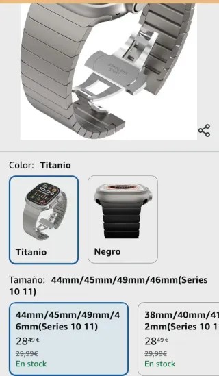 Correa Metal para  Apple Watch 44mm, 42,45,49mm