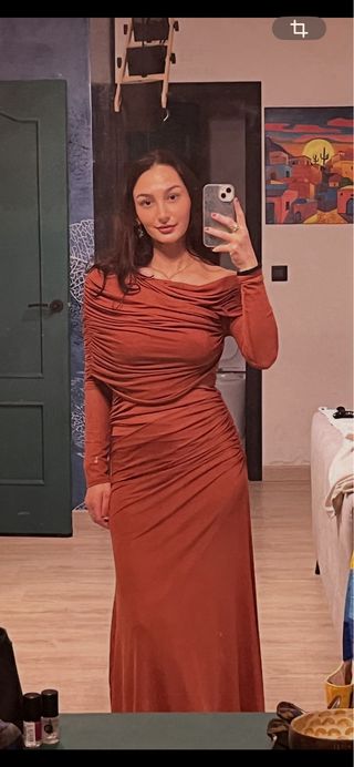 Vestido naranja formal