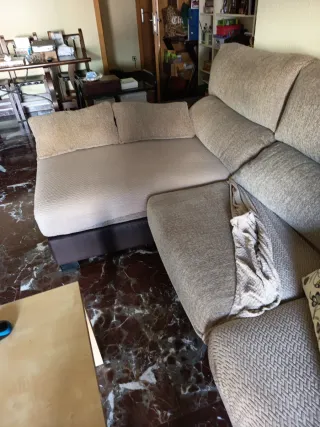 Sofá Chaiselongue Grande Beige y Marrón