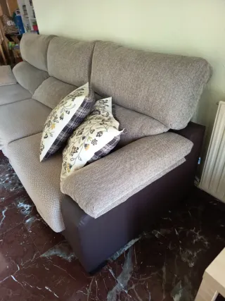 Sofá Chaiselongue Grande Beige y Marrón