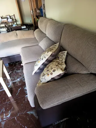 Sofá Chaiselongue Grande Beige y Marrón