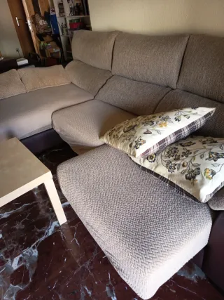 Sofá Chaiselongue Grande Beige y Marrón