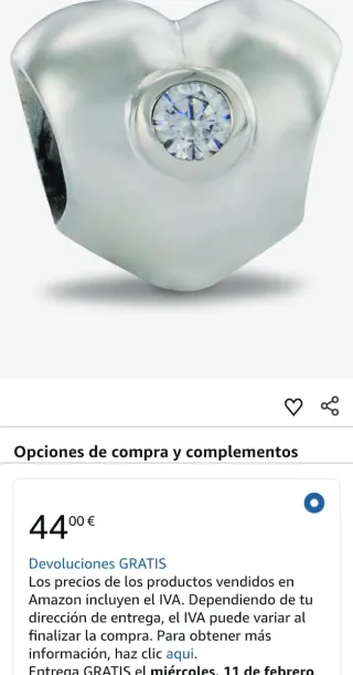 Pandora charm Corazón Circonitas Plata Original