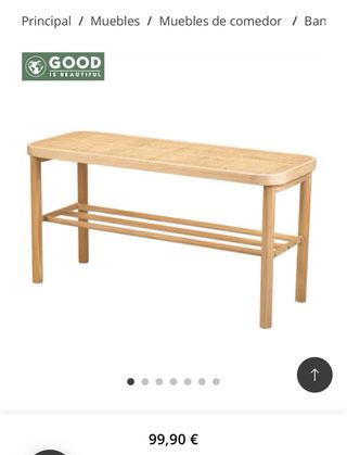 Banco Zapatero de ratan y madera, Maison du Monde