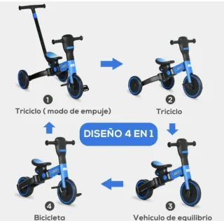 Triciclo Evolutivo 4 en 1 Azul