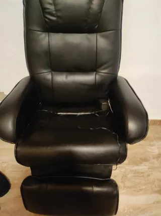Sillón Masaje Cuero Sintético Negro