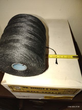 N.6 rotoli spago in Lino per calzolaio nero.