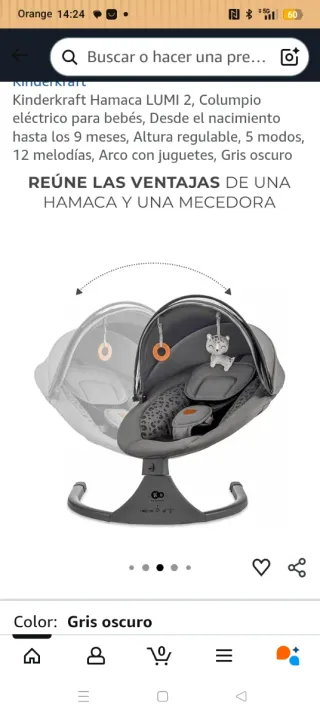 Hamaca Kinderkraft LUMI 2 Columpio Eléctrico Bebé