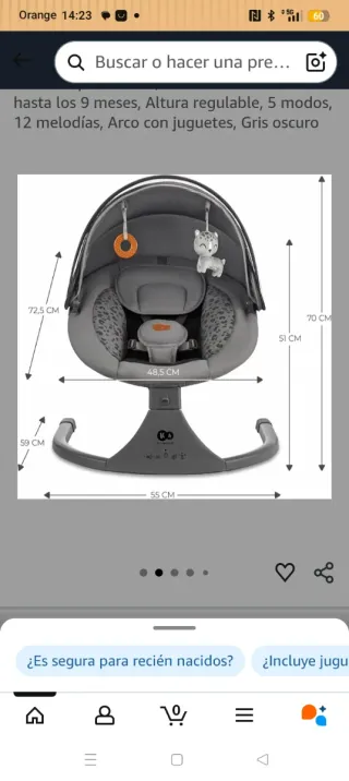 Hamaca Kinderkraft LUMI 2 Columpio Eléctrico Bebé
