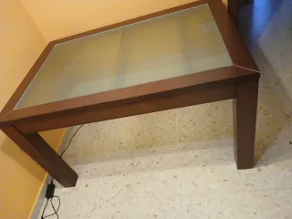 Mesa de comedor madera y cristal