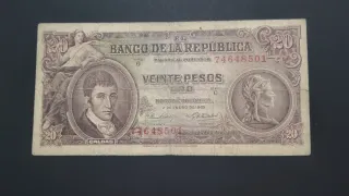 Billete 20 Pesos Colombianos 1965