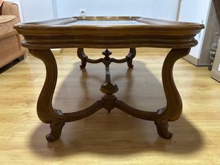 Mesa auxiliar salón mármol y madera