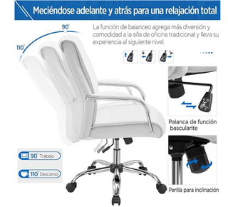 Silla de oficina ergonómica acolchada blanco roto