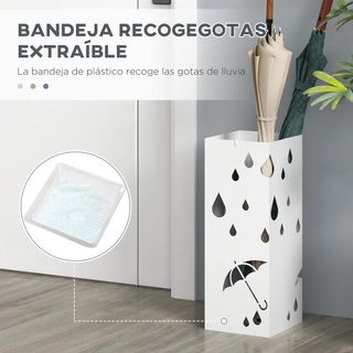 Paragüero Blanco de Acero con 4 Ganchos Entrada