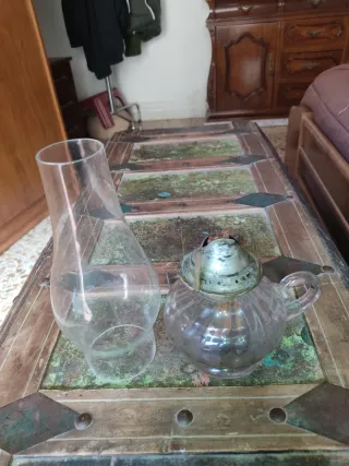 Antiguo quinqué de aceite raro y completo