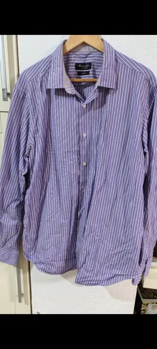 Camisa de rayas morada Massimo Dutti