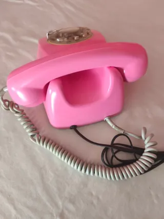 Teléfono antiguo PINTADO rosa CTNE