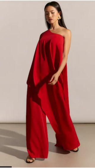 Mono fiesta capa asimétrica rojo