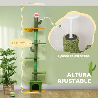 Árbol para Gatos Suelo a Techo de 230-275cm Verde