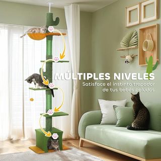 Árbol para Gatos Suelo a Techo de 230-275cm Verde