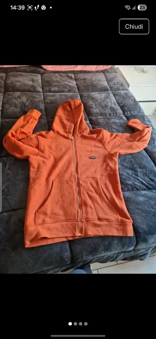 Felpa uomo arancione con zip