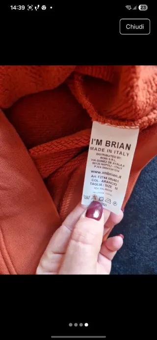 Felpa uomo arancione con zip