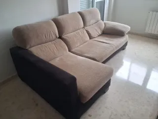 Sofá modular 3 plazas beige y marrón