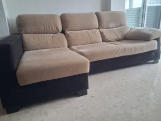 Sofá modular 3 plazas beige y marrón