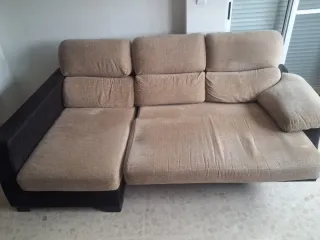 Sofá modular 3 plazas beige y marrón