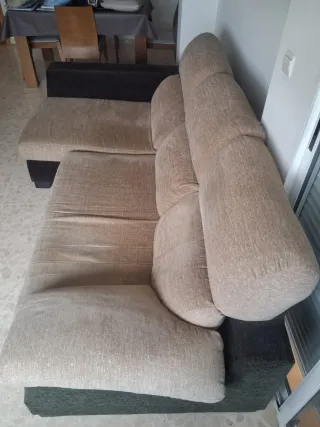Sofá modular 3 plazas beige y marrón