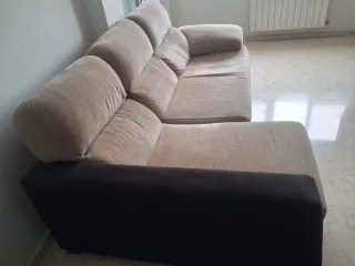 Sofá modular 3 plazas beige y marrón