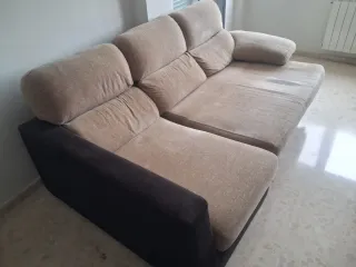 Sofá modular 3 plazas beige y marrón
