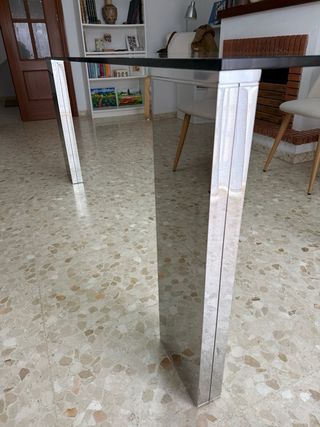 Mesa Comedor Cristal y Metal 1,80x0,9