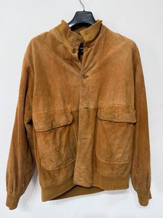 Giacca Bomber Pelle di Renna Beige/Marrone